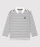 Polo bambino a maniche lunghe a righe in cotone bianco MARSHMALLOW/blu SMOKING